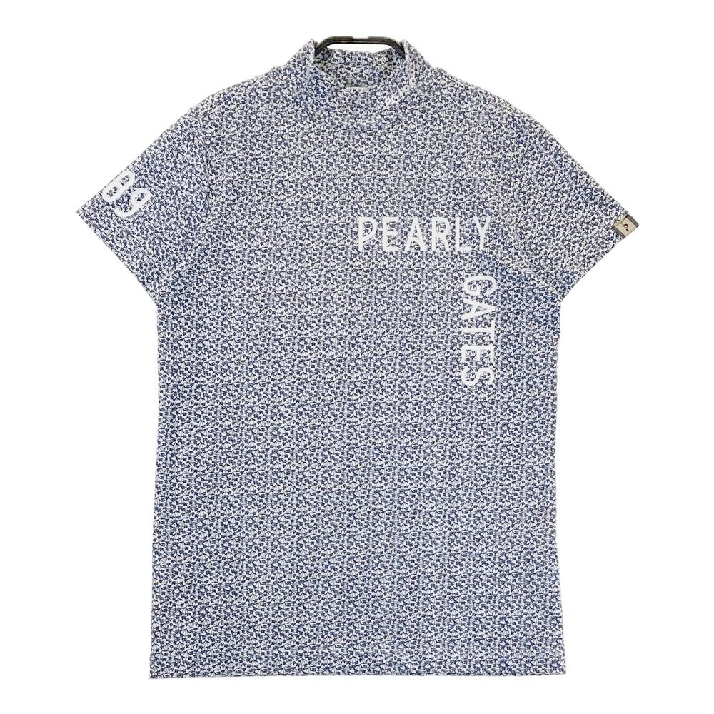 サイズ：1 PEARLY GATES パーリーゲイツ 2024年モデル ハイネック半袖Tシャツ 総柄 ネイビー系 [240101558912] ゴルフウェア レディース ストスト サイズ：1 PEARLY GATES パーリーゲイツ 2024年モデル ハイネック半袖T