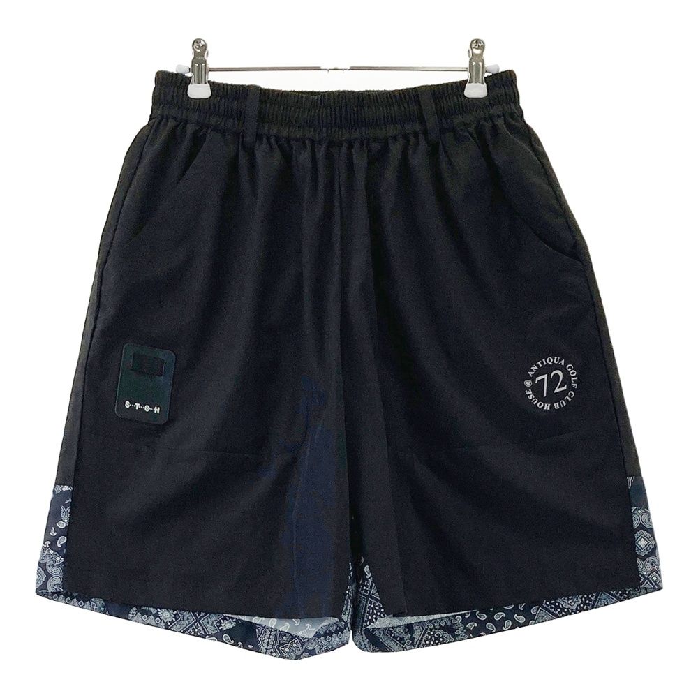 サイズ：LXL STCH SEVENTYTWO CLUBHOUSE ×ANTIQUA GOLF ストレッチハーフパンツ バンダナ柄 ブラック系 [240101728745] ゴルフウェア メンズ ストスト