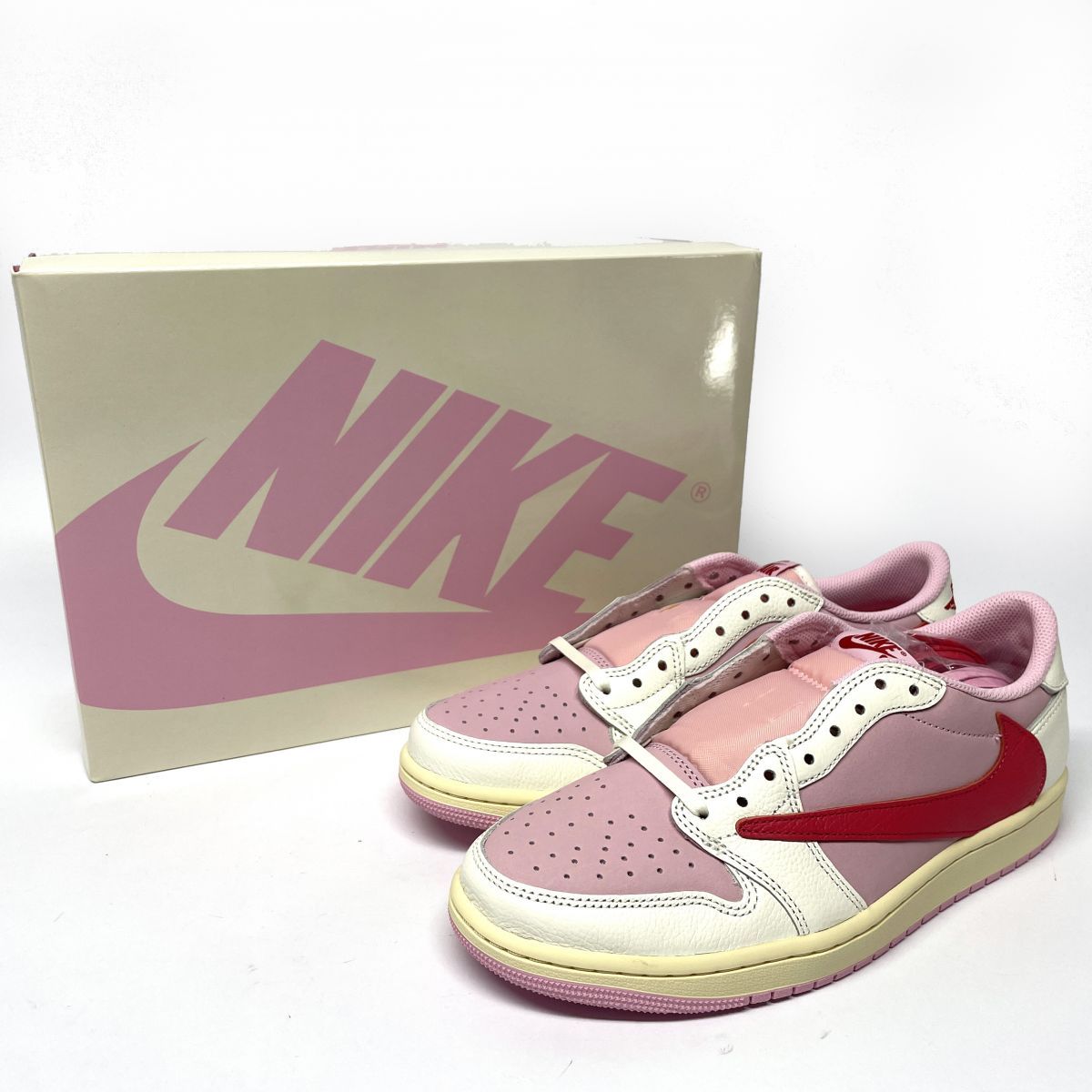 【新古品】 Travis Scott × Nike ナイキ Air Jordan 1 Retro Low OG Sail/Tropical Pink 27.5cm IQ7604-101 箱あり 【津山店】