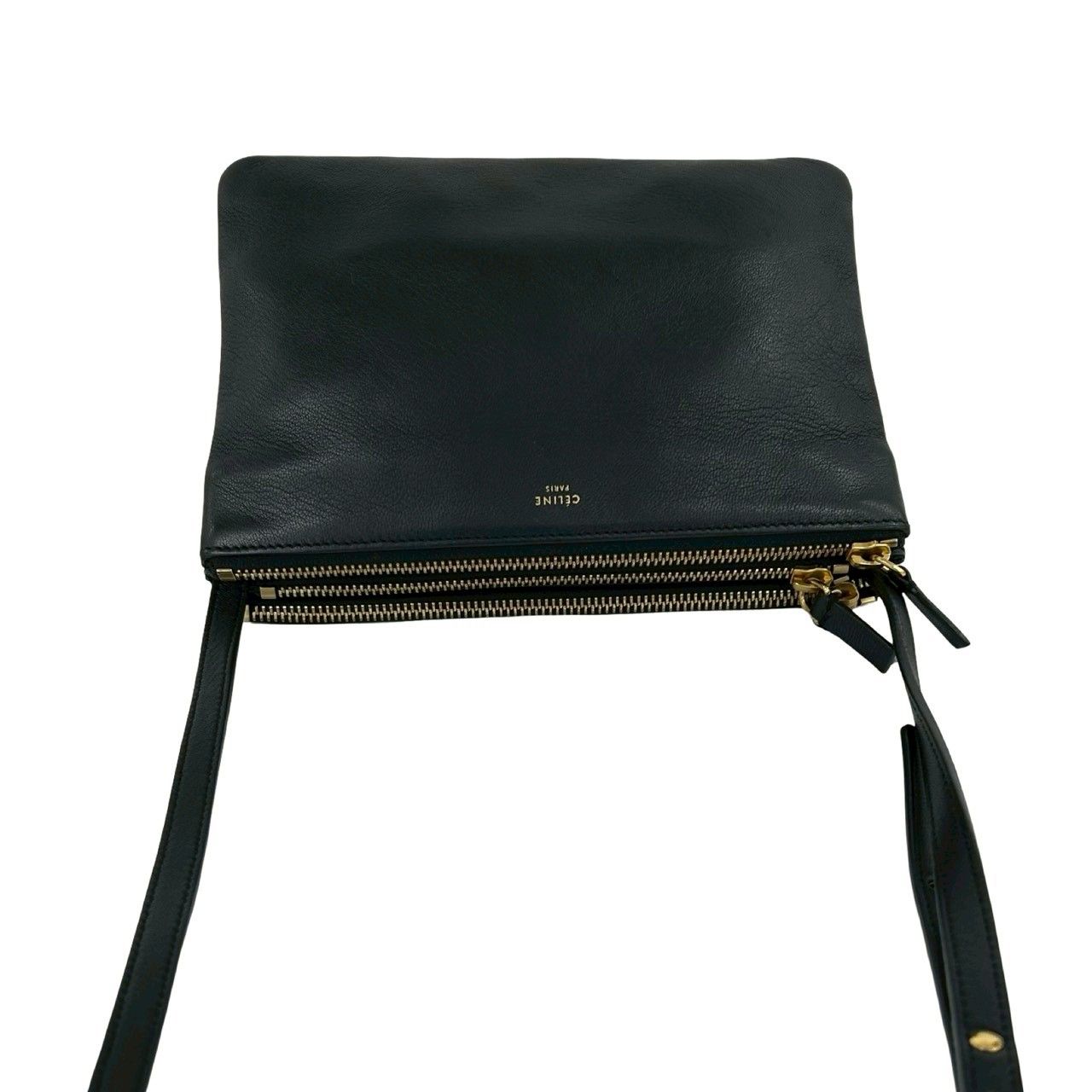 極 美品 CELINE セリーヌ トリオ ロゴ レザー 本革 ミニ ショルダー