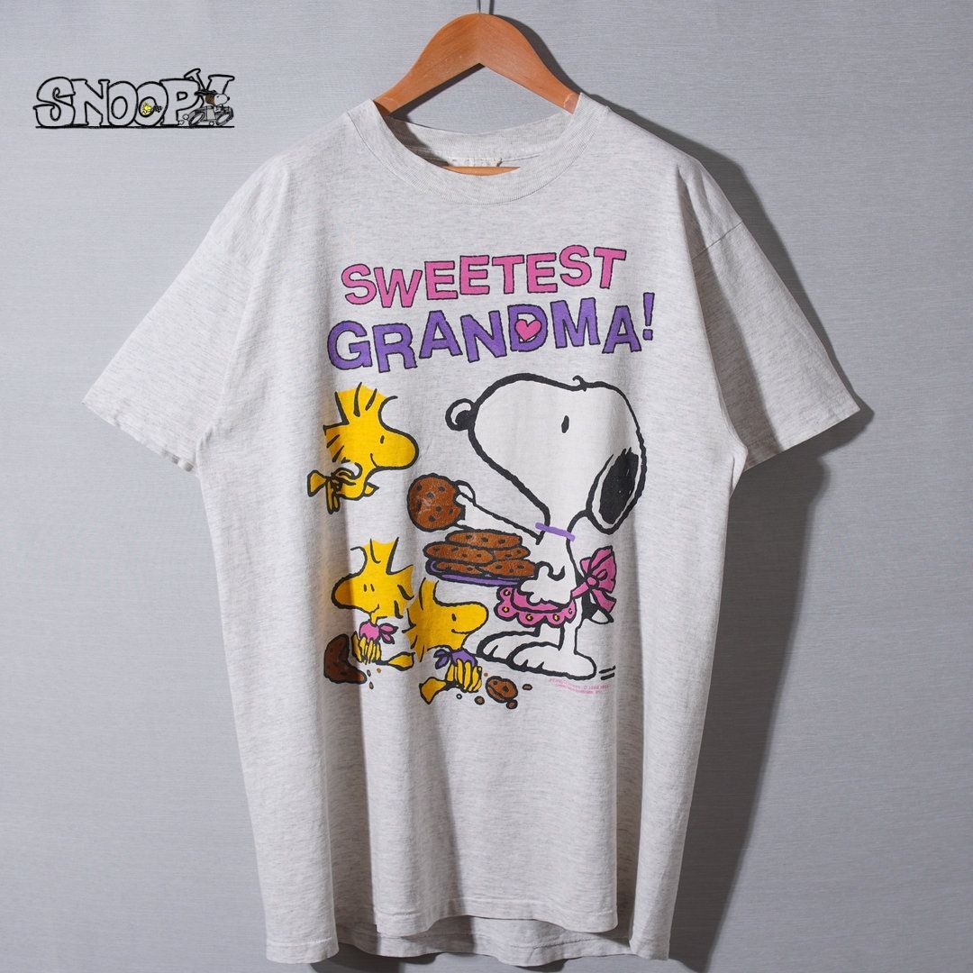 90s USA 企画 スヌーピー Snoopy Tシャツ L グレー ヴィンテージ