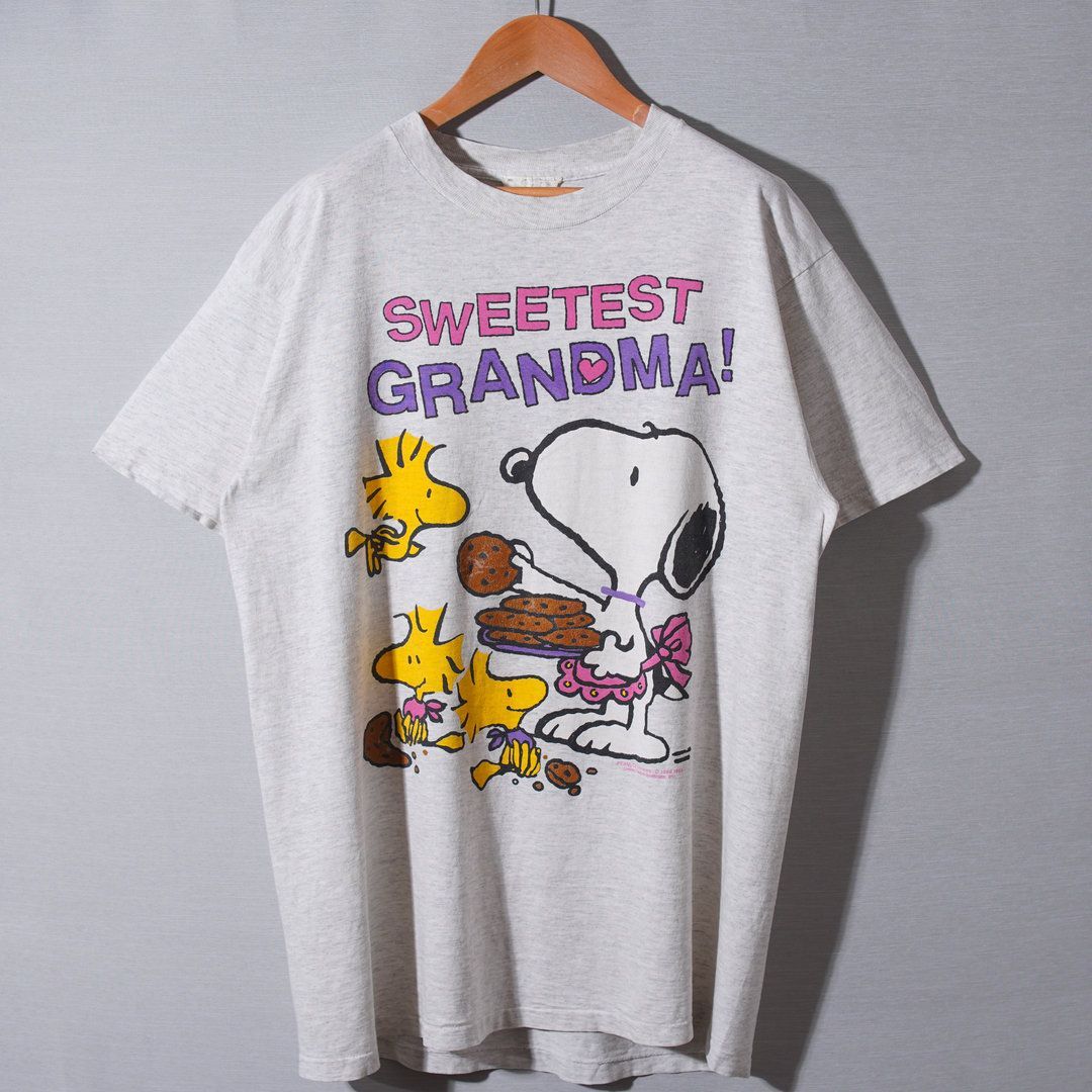 90s USA 企画 スヌーピー Snoopy Tシャツ L グレー ヴィンテージ