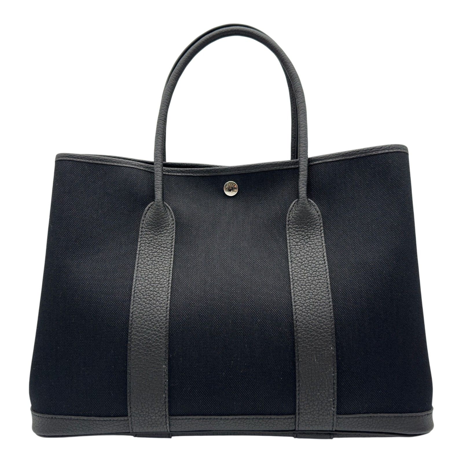 エルメス HERMES ガーデンパーティPM U刻 ブラック シルバー金具 トワル レディース トートバッグ