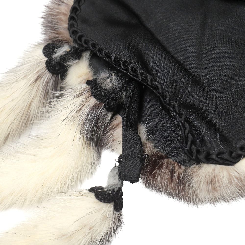 □美品□Mink ミンク ストール クロスミンク ファー フリンジ マフラー