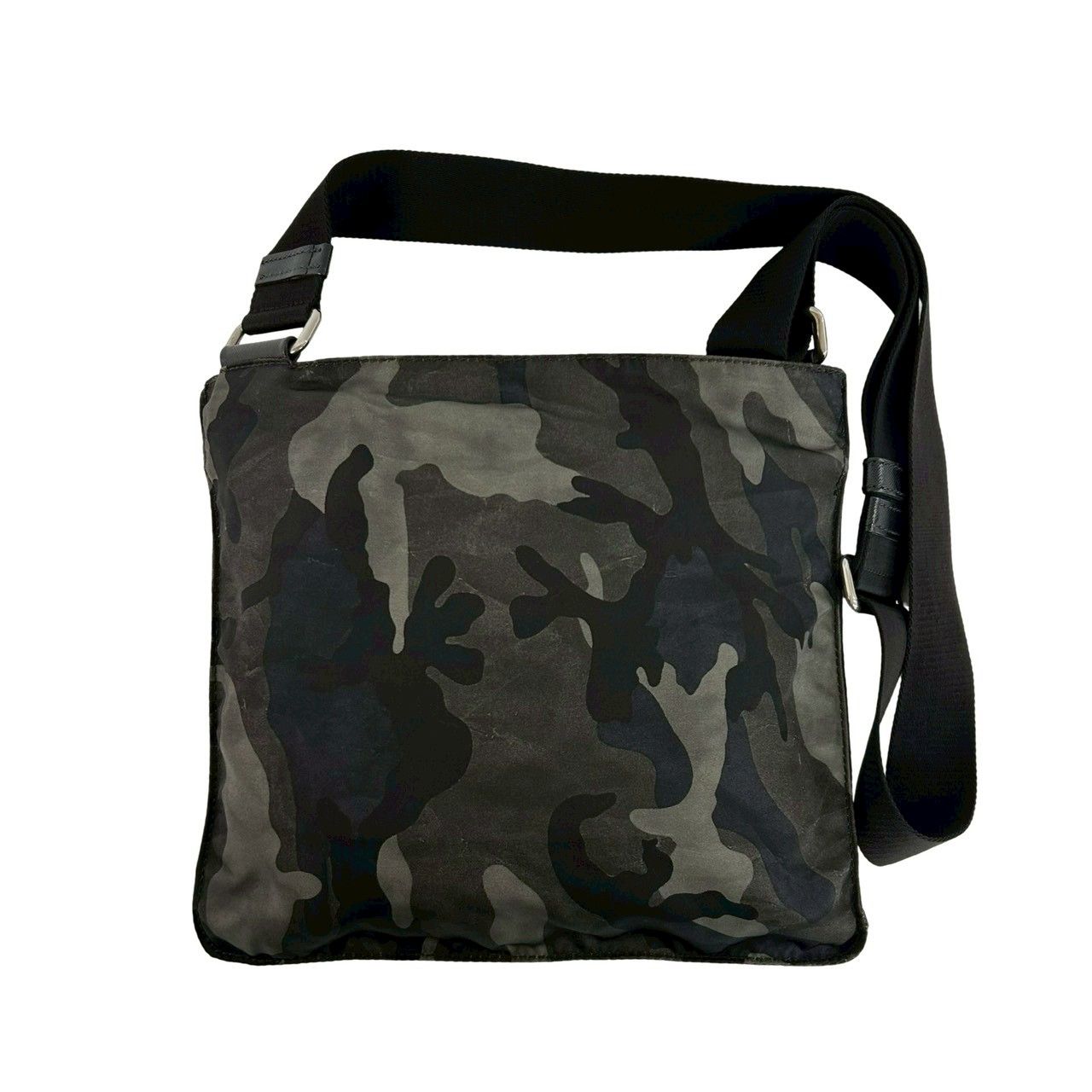 極 美品 PRADA プラダ 三角ロゴ 金具 カモフラージュ 柄 ナイロン