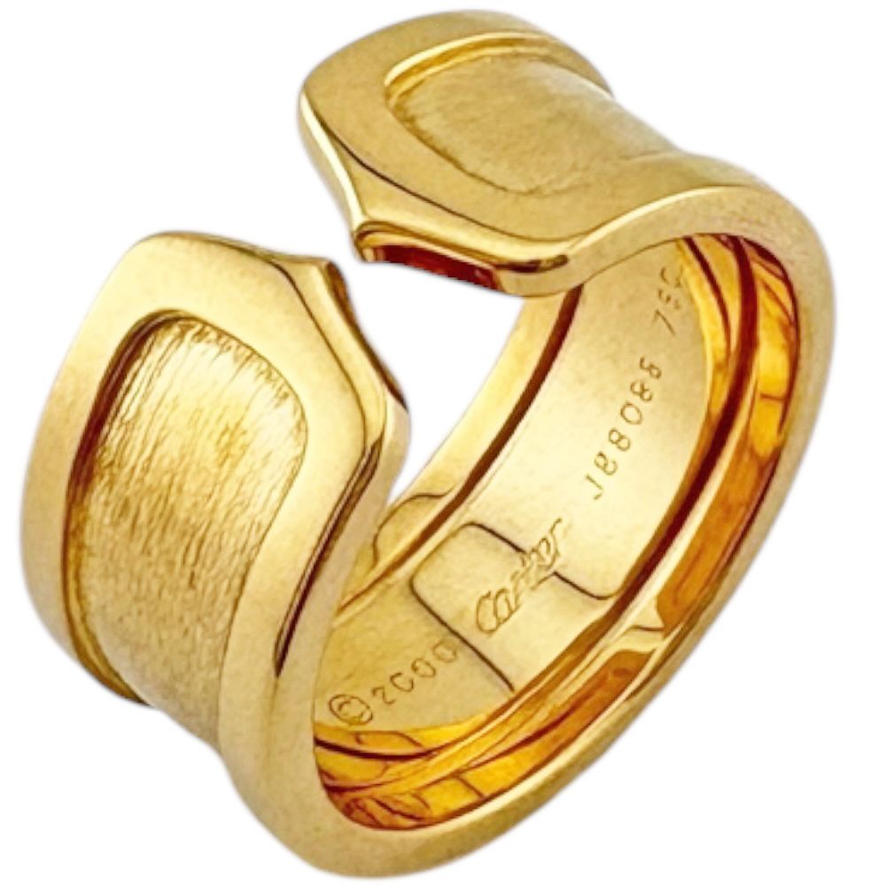カルティエ C2 ワイド リング 指輪 15号 18金 K18イエローゴールド ユニセックス CARTIER 中古 カルティエ