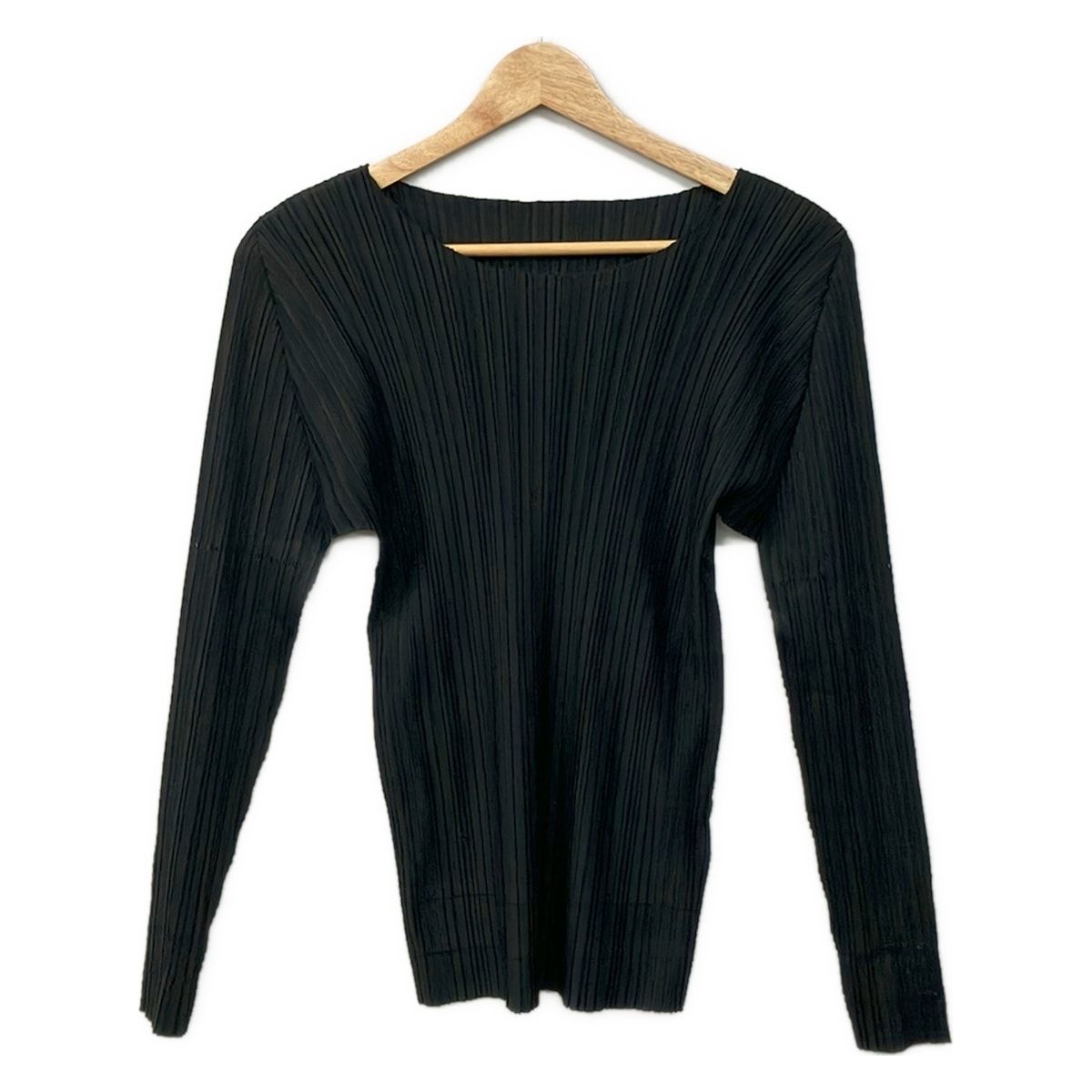 PLEATS PLEASE(プリーツプリーズ) 長袖カットソー サイズ3 L レディース美品 - 黒 クルーネック/プリーツ