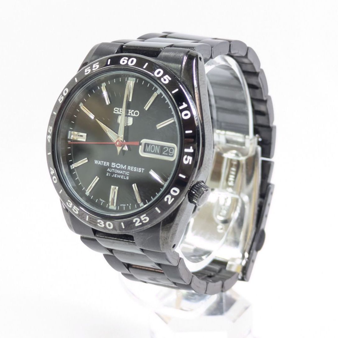 極美品 セイコー5 自動巻き 7S26-02T0 デイデイト 黒文字盤 SEIKO 5 裏