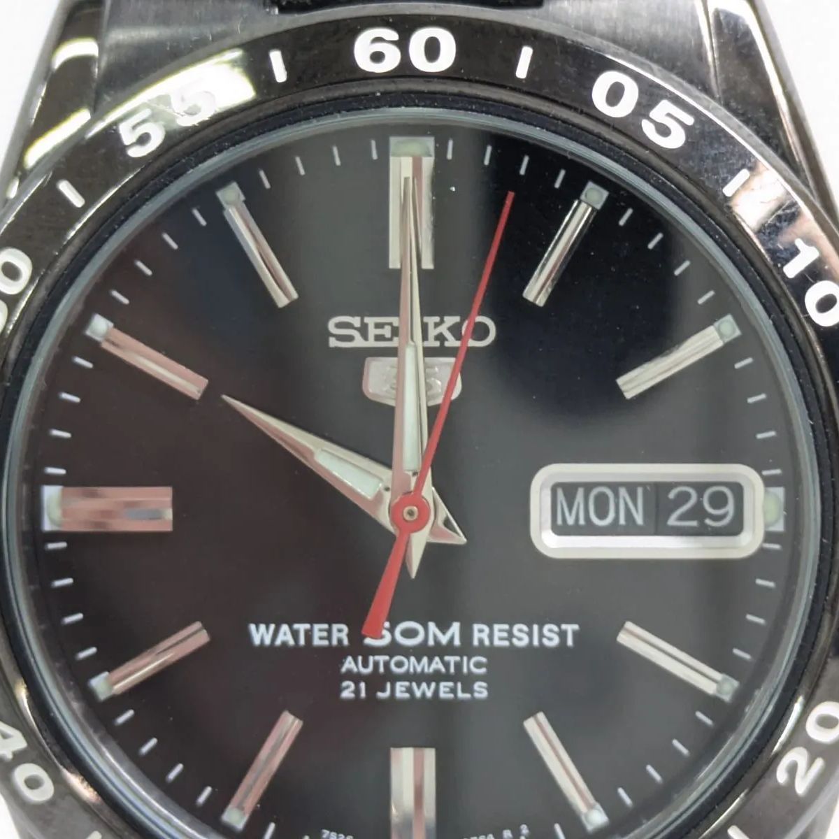 極美品 セイコー5 自動巻き 7S26-02T0 デイデイト 黒文字盤 SEIKO 5 裏