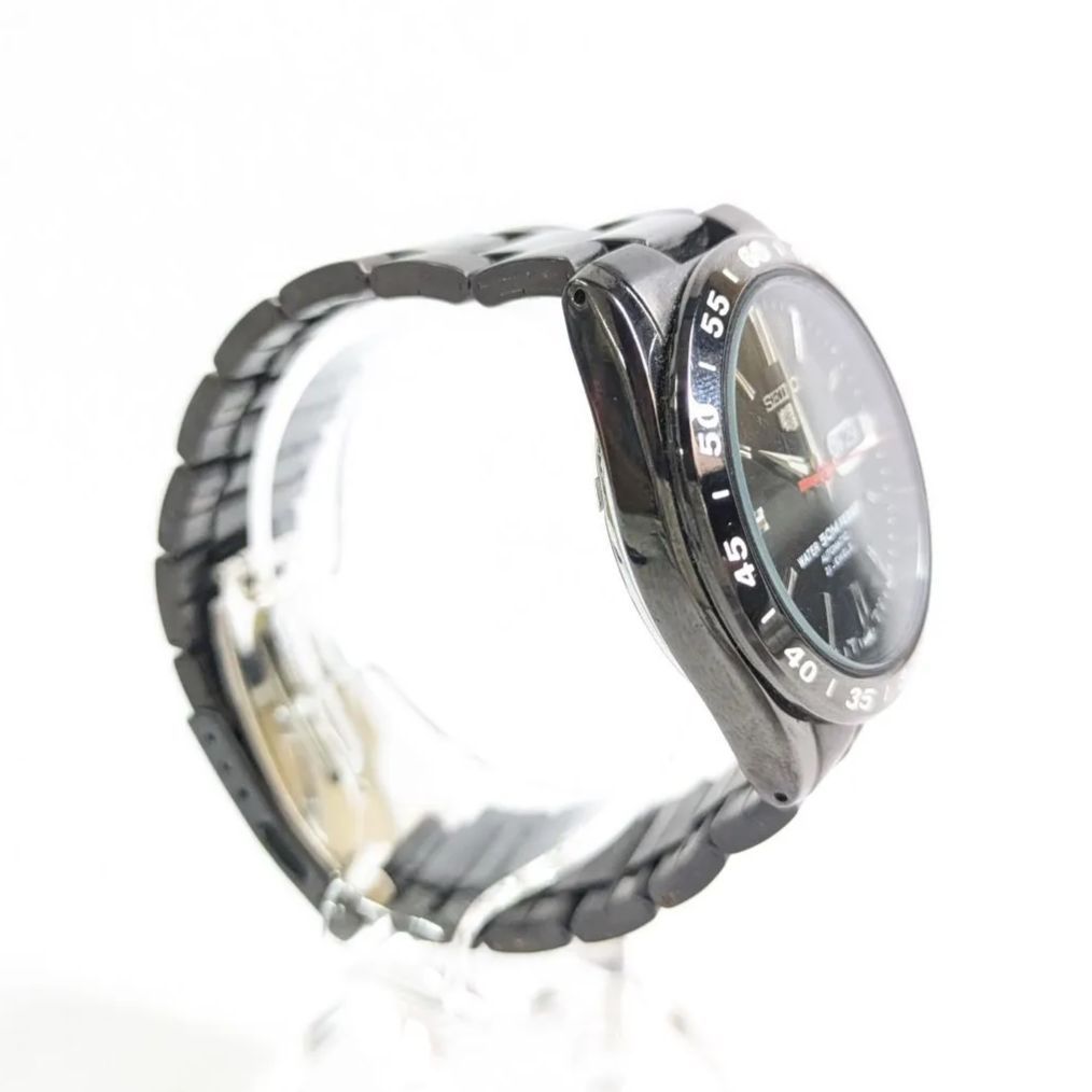 極美品 セイコー5 自動巻き 7S26-02T0 デイデイト 黒文字盤 SEIKO 5 裏