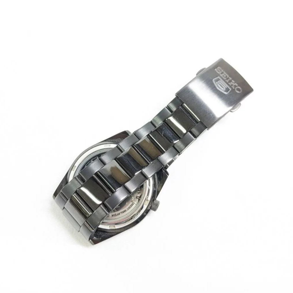 極美品 セイコー5 自動巻き 7S26-02T0 デイデイト 黒文字盤 SEIKO 5 裏