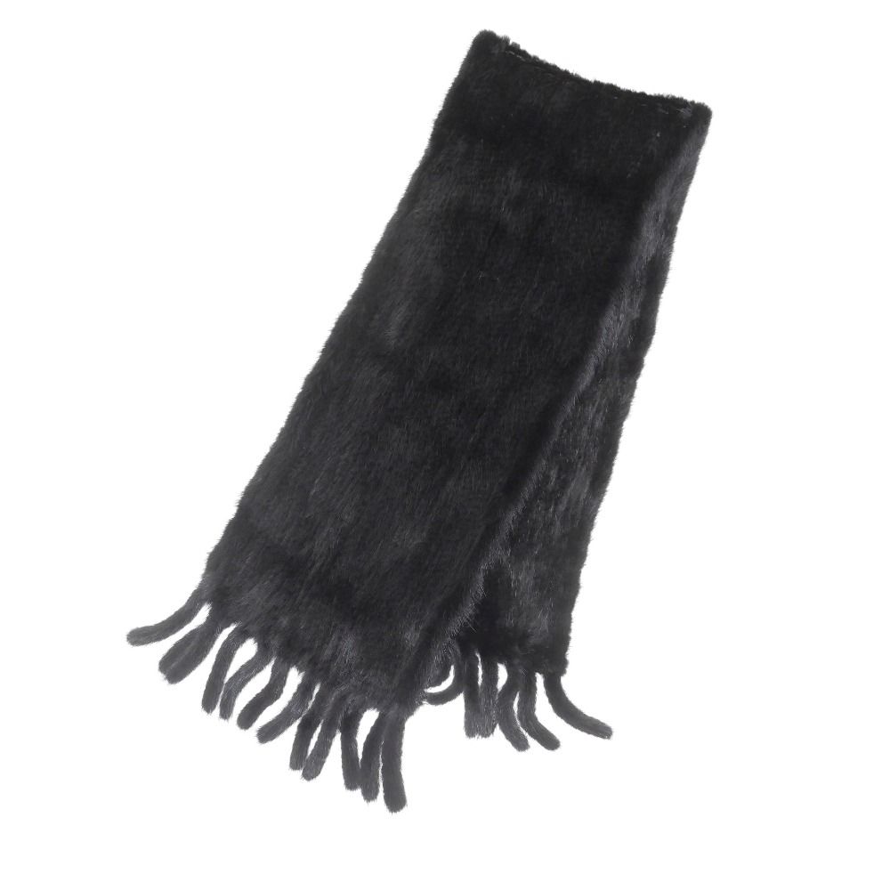 □美品□Mink ミンク ストール ミンクヤーン フリンジ マフラー