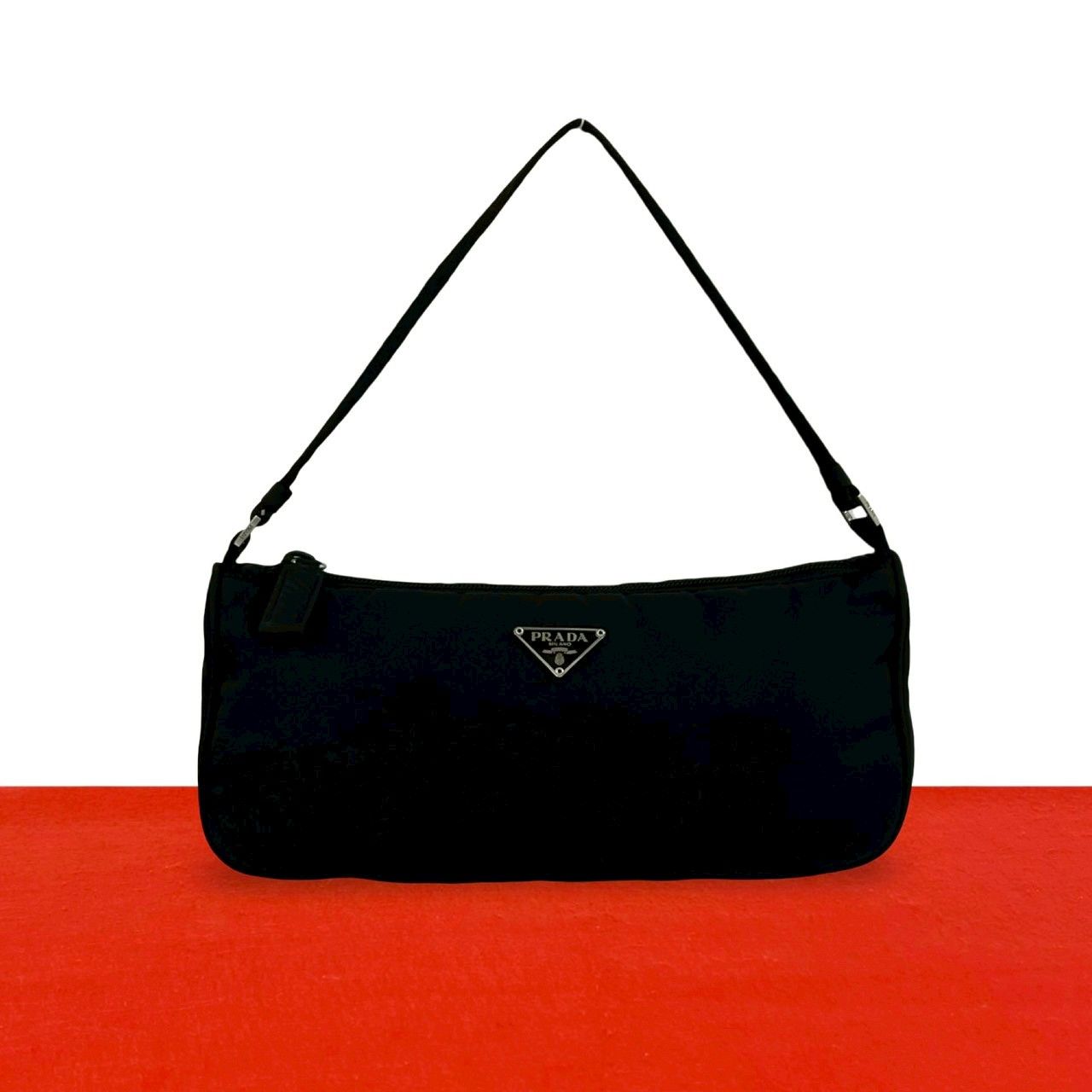 極 美品 PRADA プラダ 三角ロゴ プレート 金具 テスート ナイロン ミニ