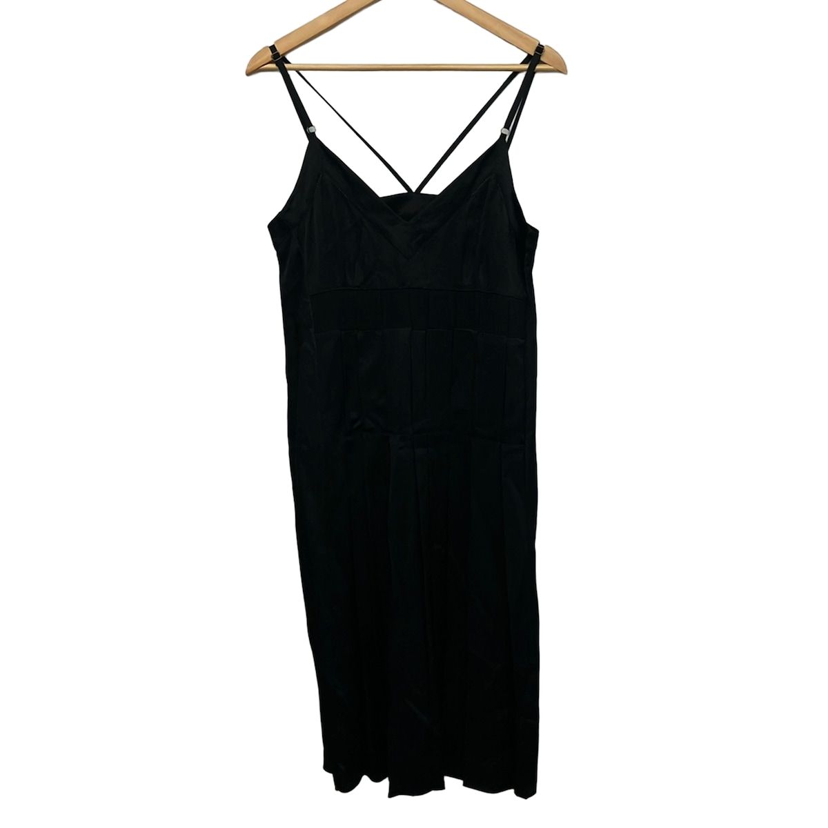 Maison Margiela(メゾンマルジェラ) ワンピース サイズ44 L レディース美品 - 黒 キャミワンピ/ロング/プリーツ