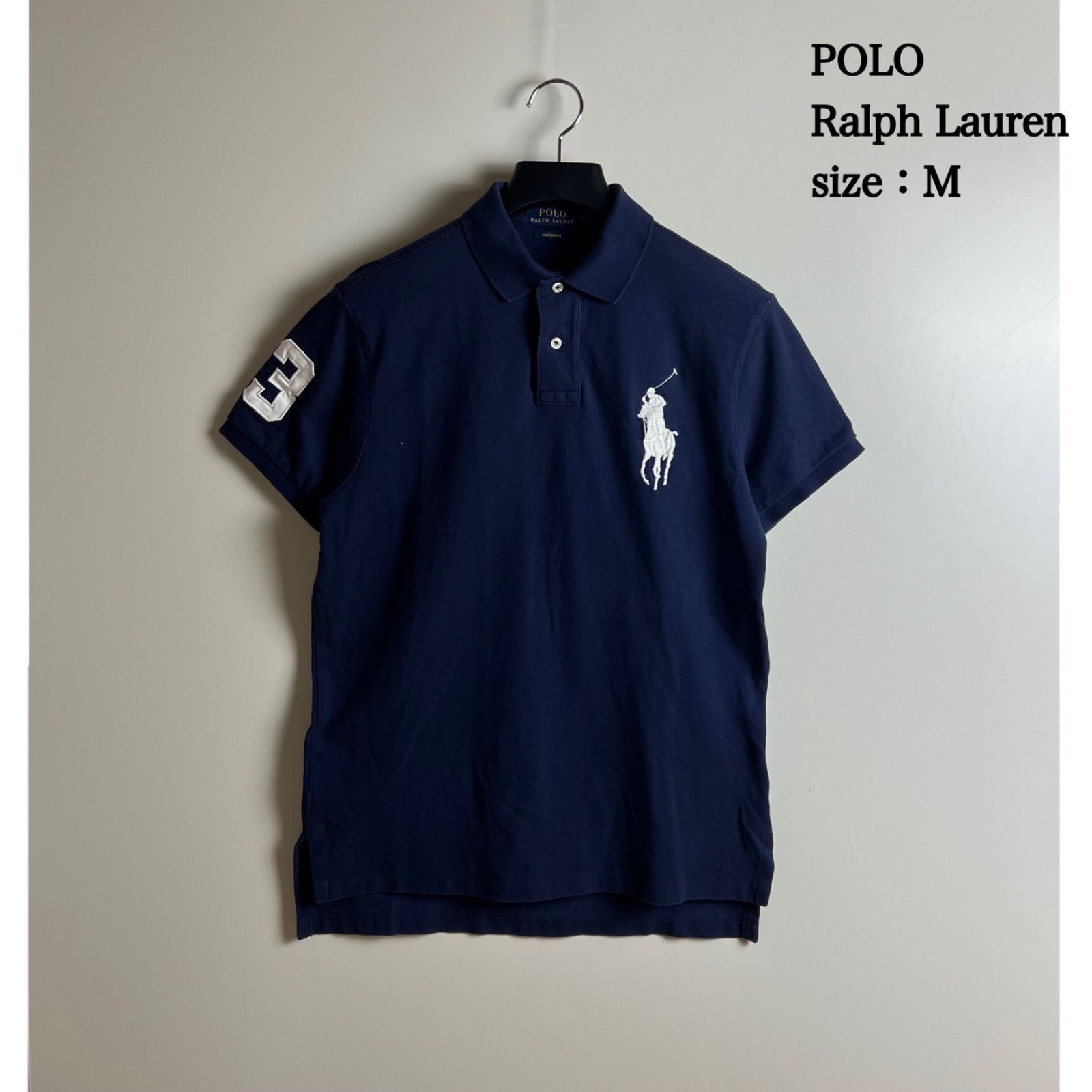М 良品 3番 ポロ ラルフローレン ポロシャツ ビッグポニー チーフキーフ POLO Ralph Lauren CUSTOM FIT big ponny polo shirts M ポロラルフ