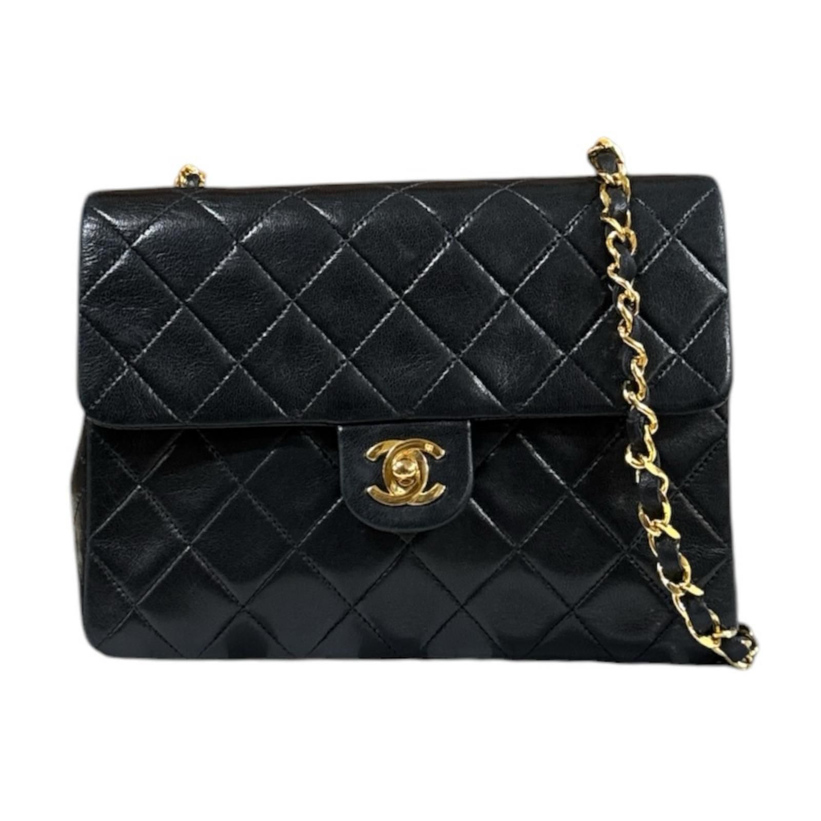 シャネル シングルフラップ ミニマトラッセ ショルダーバッグ ラムスキン ブラック レディース CHANEL 中古 シャネル