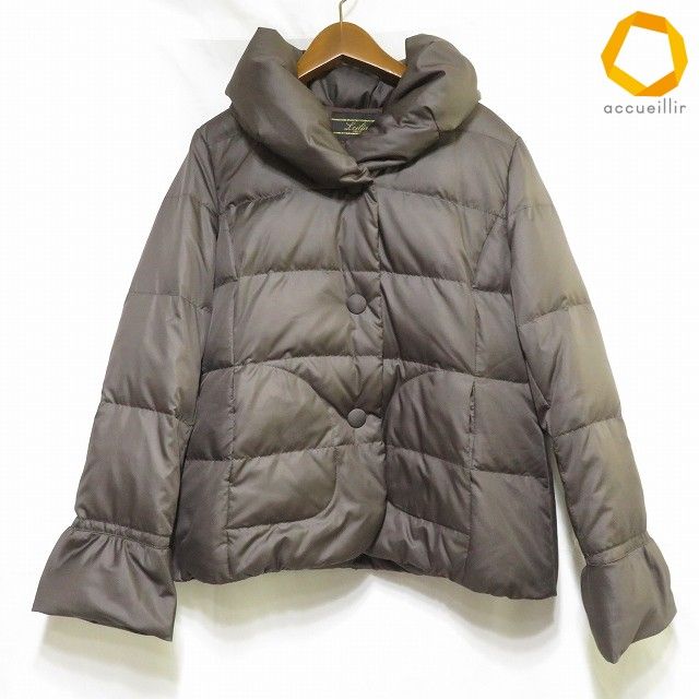 #wnc レリアン Leilian ジャケット 11 茶 ダウン 中綿 フェザー混 スナップボタン 大きいサイズ レディース [1009459]