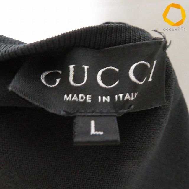snc グッチ GUCCI キャミソール L 黒 ノースリーブ イタリア製