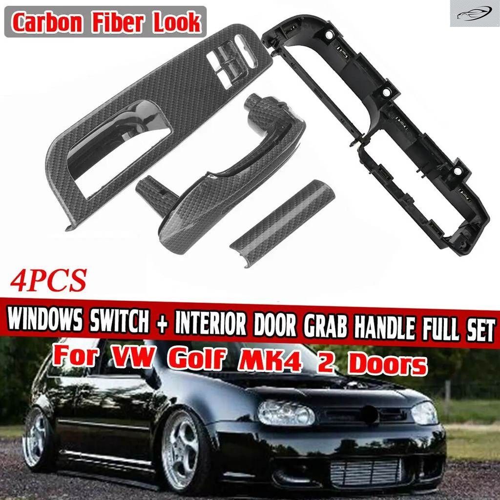 カーボン インテリア ドアグラブハンドルカバー スイッチ ベゼル ブラケット 3B1867171D 1J4867180A VW 2ドア ジェッタ ボラ/ ゴルフ MK4用