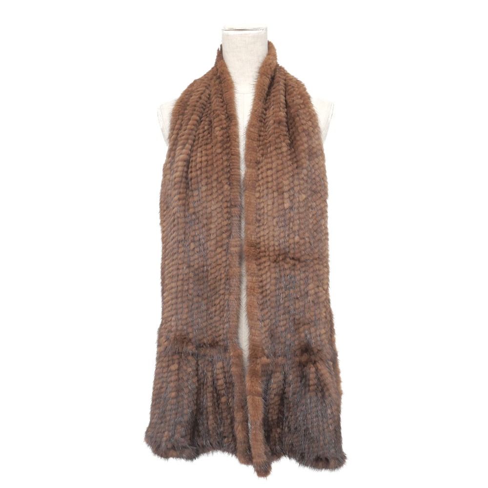 □美品□Mink ミンク ストール ミンクヤーン マフラー 毛皮 ブランド