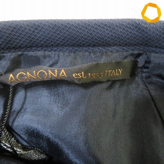 anc アニオナ AGNONA スカート 40 紺 イタリア製 膝丈 バックジップ