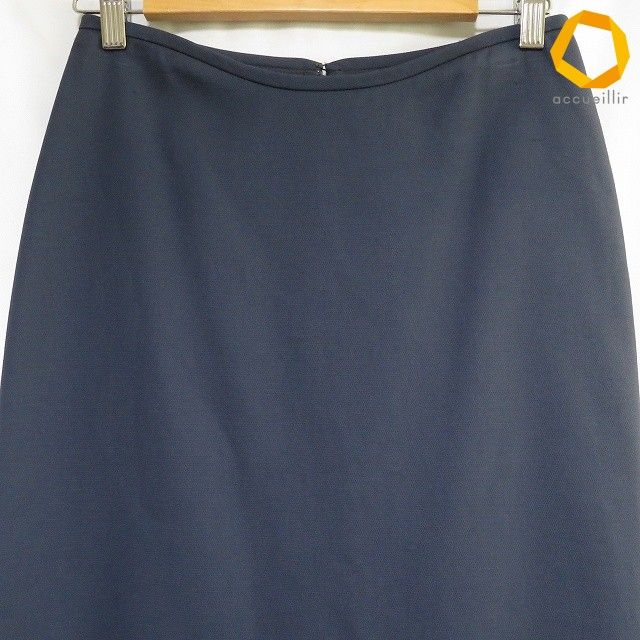 anc アニオナ AGNONA スカート 40 紺 イタリア製 膝丈 バックジップ
