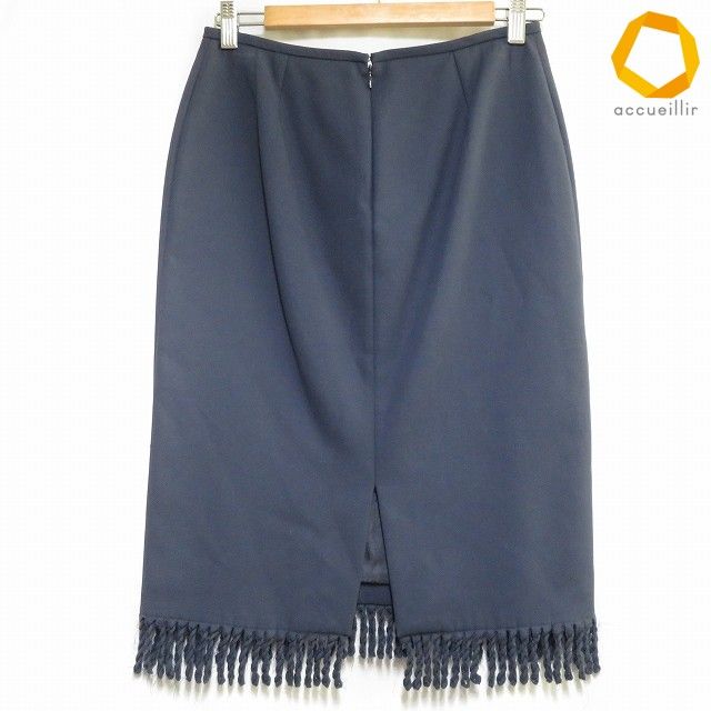 専用　アニオナ　AGNONA ブルー　スカート anc アニオナ AGNONA スカート 40 紺 イタリア製 膝丈 バックジップ
