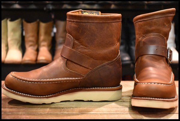 【7E 良品 黒タグ】Chippewa チペワ ハイランダーショートモックエンジニア 1901M08 7インチハイト タン オイルドレザー ブーツ HOPESMORE【GF292】