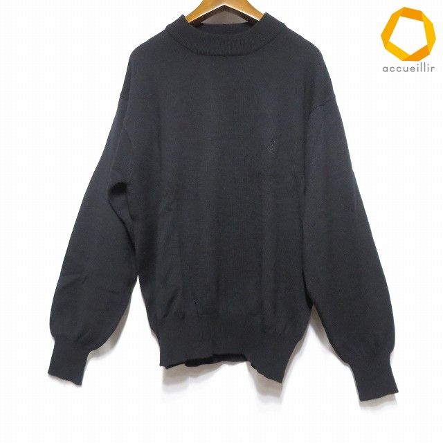 #wnc イヴサンローラン Yves Saint Laurent セーター M 黒 ロゴ ニット リブ ウール レディース [1014106]