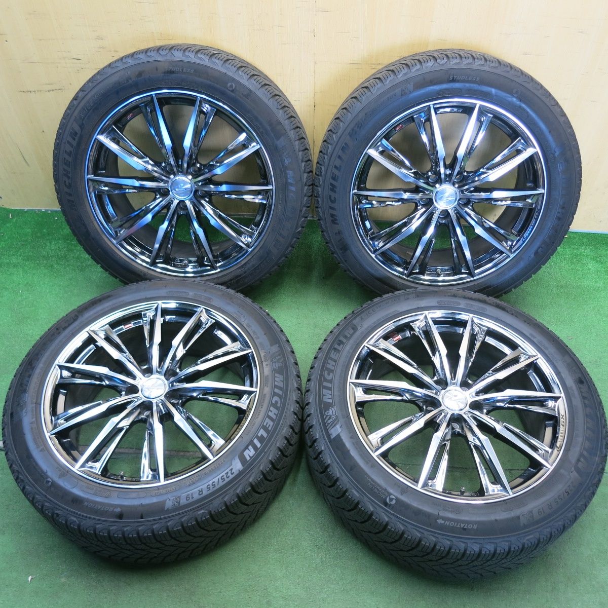 バリ溝！9.5分◎LEONIS GX 225/55R19 スタッドレス ミシュラン X-ICE SNOW SUV レオニス 19インチ PCD114.3/5H◎6061803HAス