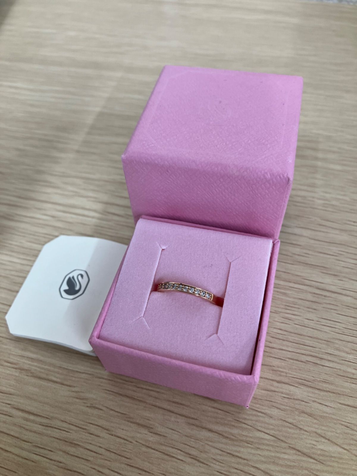 ！SWAROVSKI Rare リング ホワイト ローズゴールド 外箱汚れあり【装飾品・小物類1】【7】