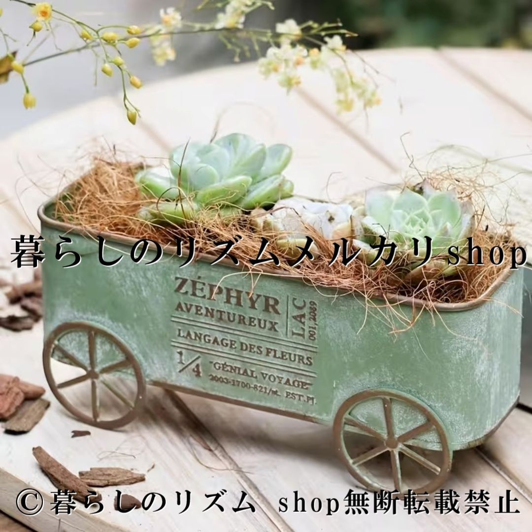 プランター ワゴン型 植木鉢 長方形 鉄製 ガーデンオーナメント ガーデンワゴン フラワーポット プランターボックス ガーデニング 庭 園芸 花壇 多肉植物 観葉植物 寄せ植え 花鉢 ガーデン雑貨 アンティーク調 レトロ ガーデンインテリア 屋外