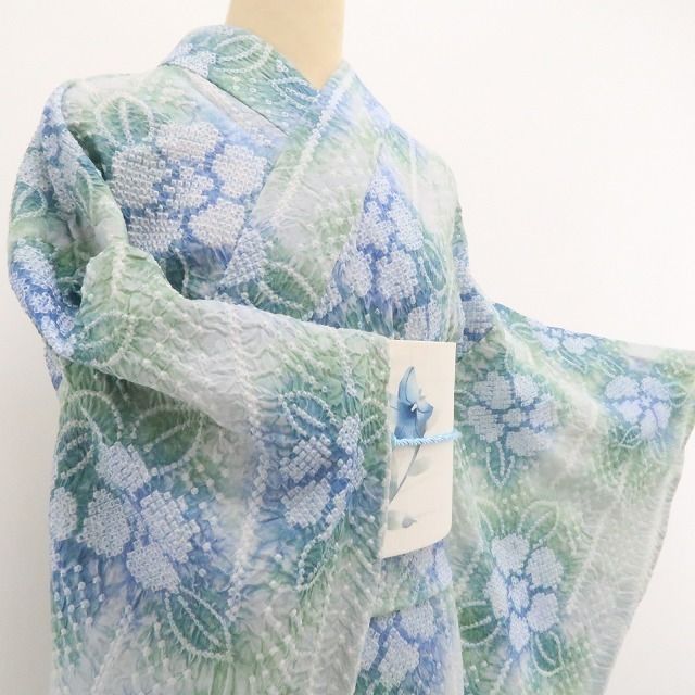 新品・浴衣】やまと誂製 有松鳴海絞り 綿 夏着物 仕付け糸付 tomihisa