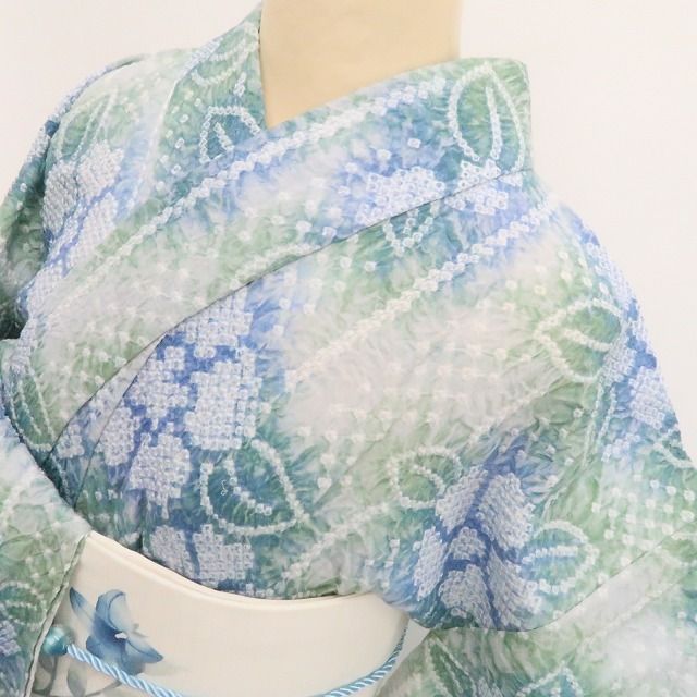 新品・浴衣】やまと誂製 有松鳴海絞り 綿 夏着物 仕付け糸付 tomihisa