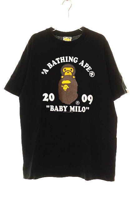 アベイシングエイプ A BATHING APE MILO ON APE HEAD TEE BLACK Lサイズ マイロ オン エイプ ヘッド プリント 半袖 Tシャツ ブラック 黒 【ブランド古着ベクトル】【中古】260624