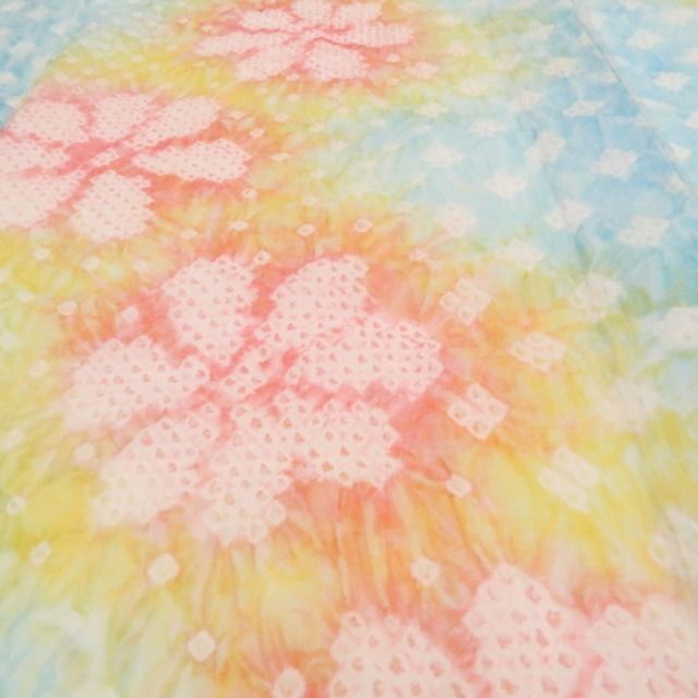 新品・浴衣】有松鳴海絞り 綿 夏着物 仕付け糸付 tomihisa“心弾む花々