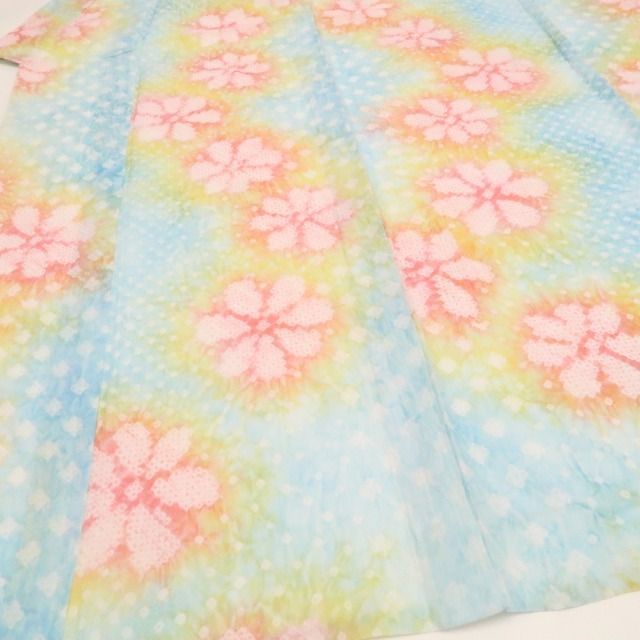 新品・浴衣】有松鳴海絞り 綿 夏着物 仕付け糸付 tomihisa“心弾む花々