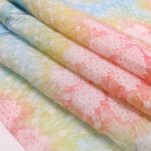 新品・浴衣】有松鳴海絞り 綿 夏着物 仕付け糸付 tomihisa“心弾む花々