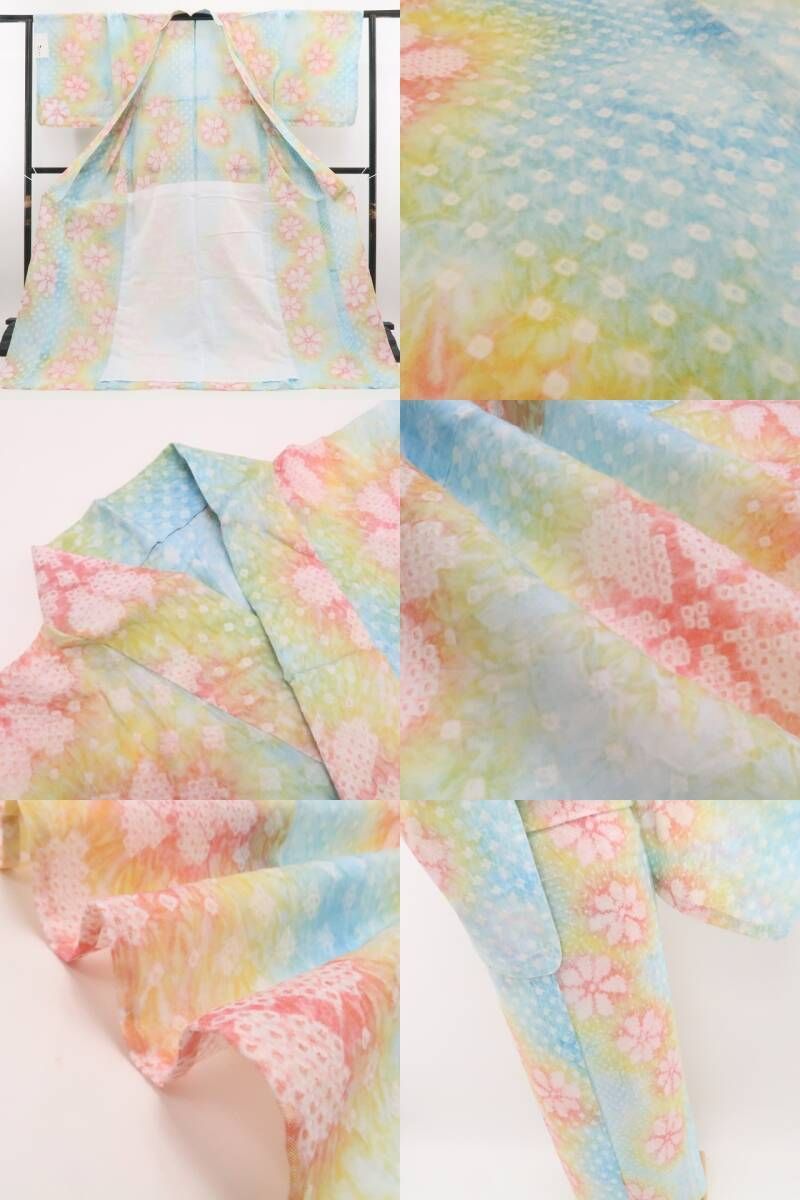 新品・浴衣】有松鳴海絞り 綿 夏着物 仕付け糸付 tomihisa“心弾む花々