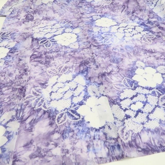 新品・浴衣】有松鳴海絞り 薔薇 綿 夏着物 仕付け糸付 トールサイズ