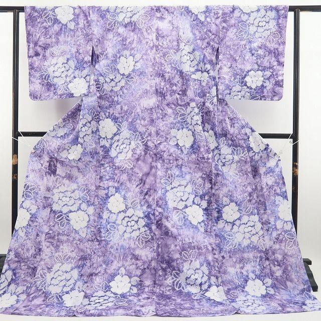 新品・浴衣】有松鳴海絞り 薔薇 綿 夏着物 仕付け糸付 トールサイズ