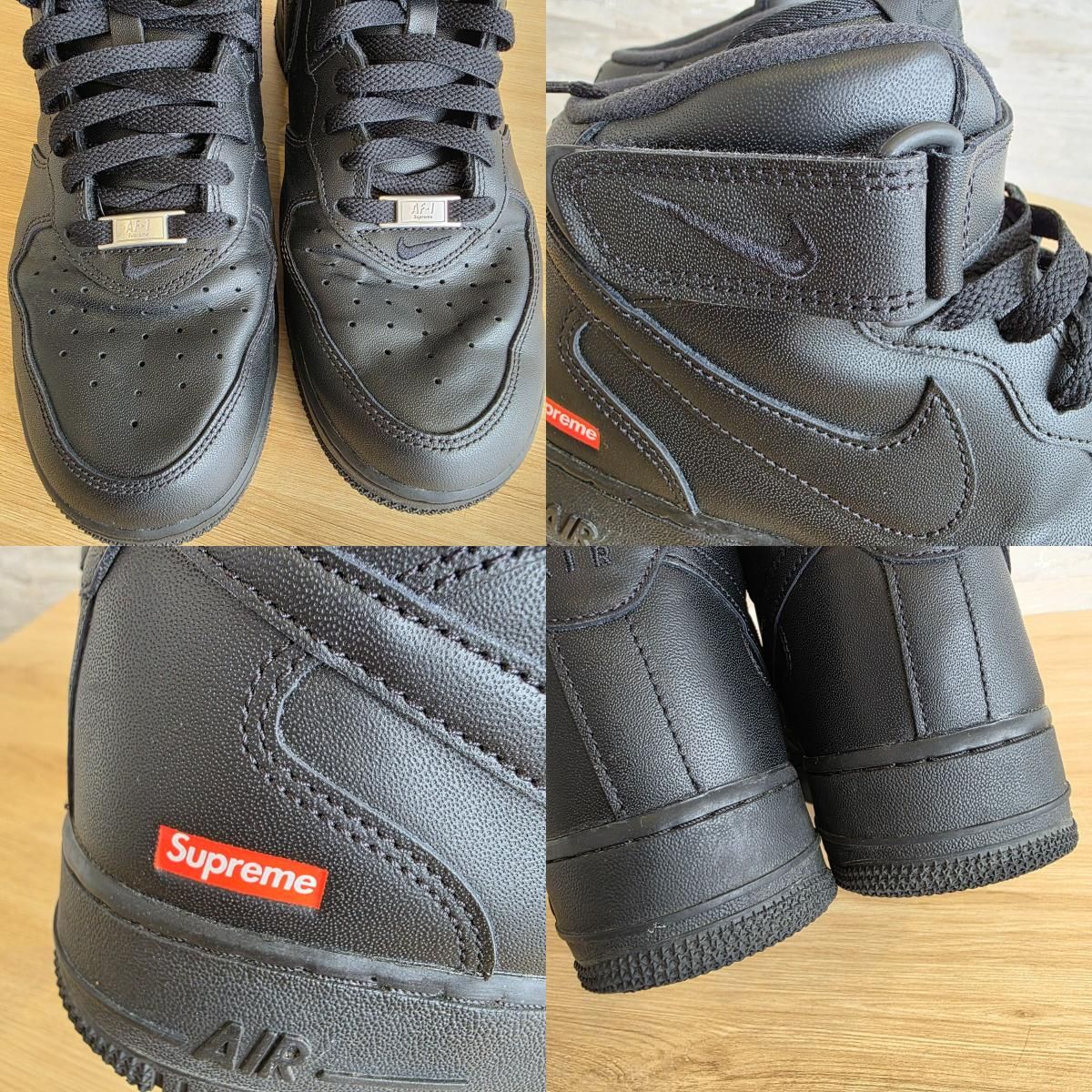 NIKE ナイキ ×SUPREME AIR FORCE 1 MID エアーフォース ハイカットスニーカー　27ｃｍ スニーカー FZ8784-001 メンズ レザー ブラック 中古｜詳細画像