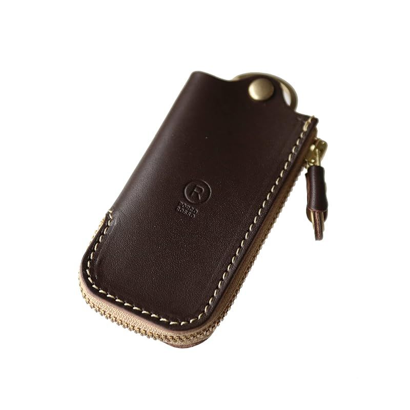 [ポルコロッソ] キーケース スマートキーケース メンズ レディース 本革 栃木レザー スマートキー キー キーホルダー 革 ファスナー ブランド 日本製 【チョコ：ベージュファスナー】[sokunou]