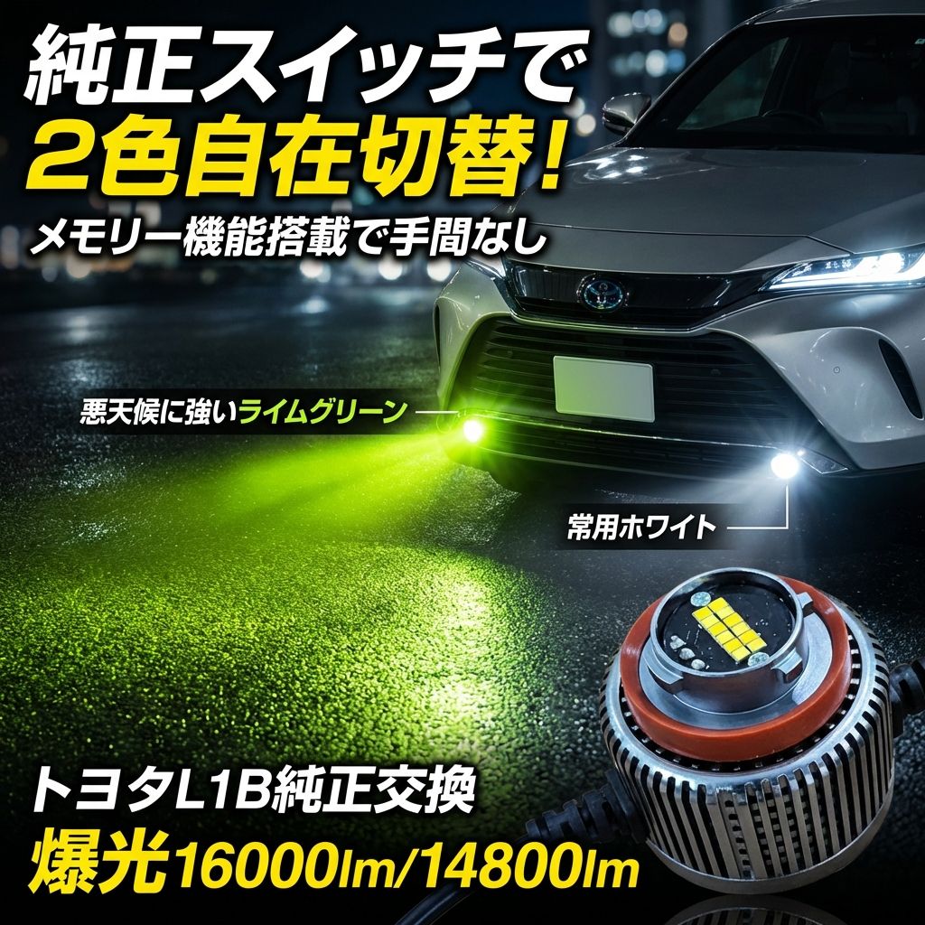 L1B フォグランプ LED 2色切り替え | ホワイト イエロー 交換用バルブ