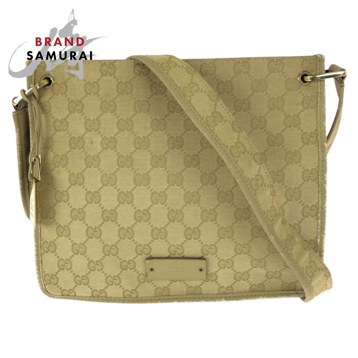 GUCCI グッチ ベージュ ゴールド金具 GGキャンバス/レザー 91762