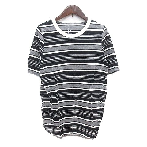 ププラ PUPULA カットソー Tシャツ クルーネック ボーダー 五分袖 38 M 