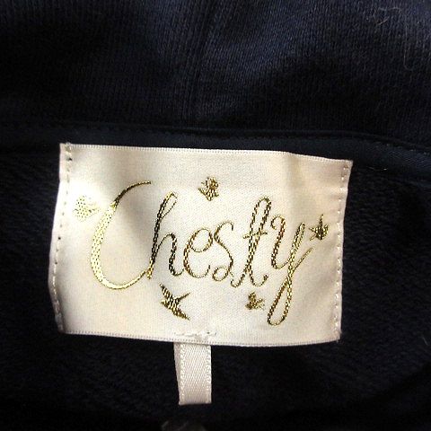 チェスティ Chesty パーカー 長袖 ジップアップ ビジュー F 紺