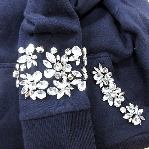 チェスティ Chesty パーカー 長袖 ジップアップ ビジュー F 紺