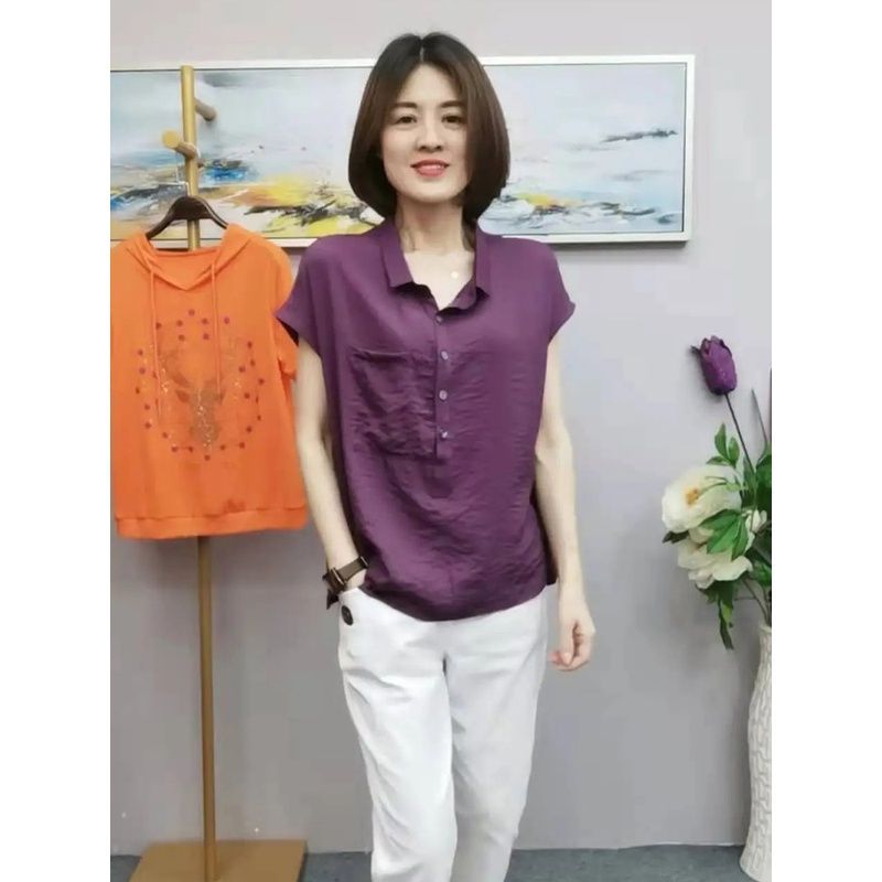 半袖シャツ レディース スキッパー ポロ襟 涼しい シアー 薄手 ゆったり 体型カバー フレンチスリーブ 春 夏 上品 カジュアル デイリー ミセス オフィス 通勤 無地 トップス 6,941円