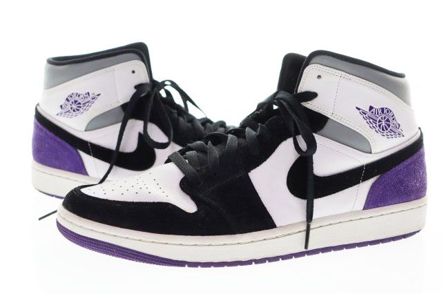 ナイキ NIKE AIR JORDAN 1 MID SE 852542-105 30cm エア ジョーダン ミッド シーズナル エディション パープル ブラック 【ブランド古着ベクトル】【中古】▲260630